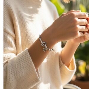 Brighton Bangle Bracelet Charm Heart Inscribed You Are Loved Women's Fashion